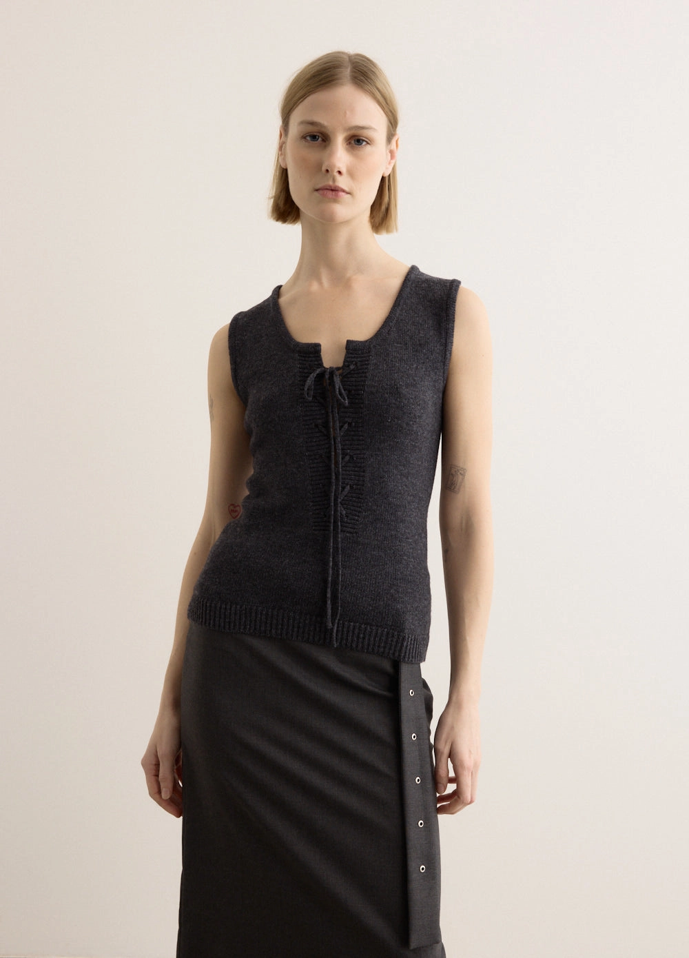 Everyday Use Lace Up Knitted Vest