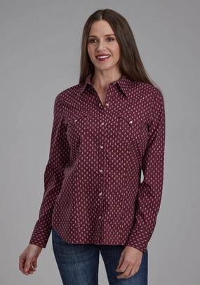 Premium Finish Anniversary Celebration Roper Womens 2174 Arrow Print Red 100% Cotton L/S Shirt