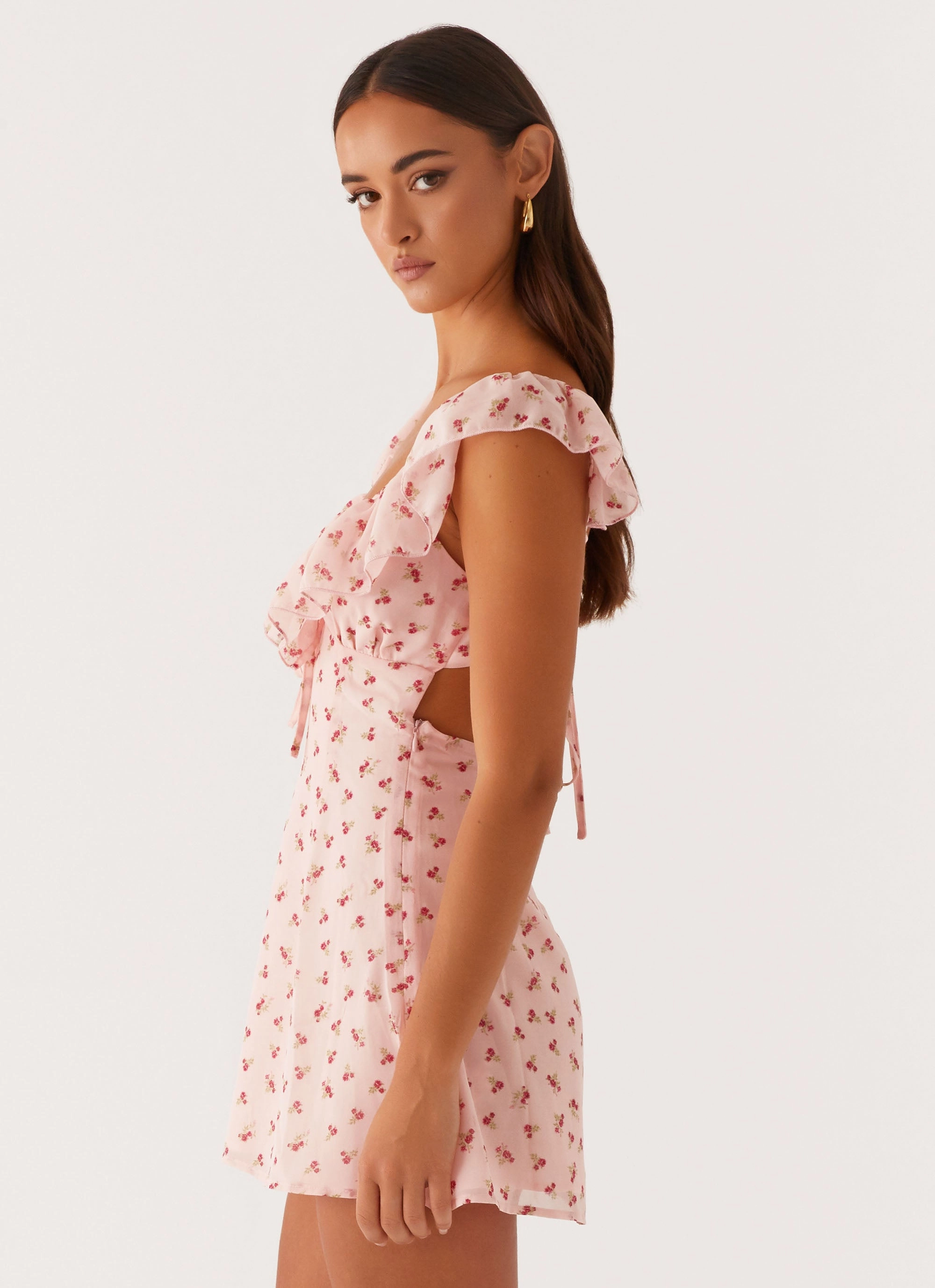 Flower Soft Adrina Ruffle Mini Dress - Pink Flower