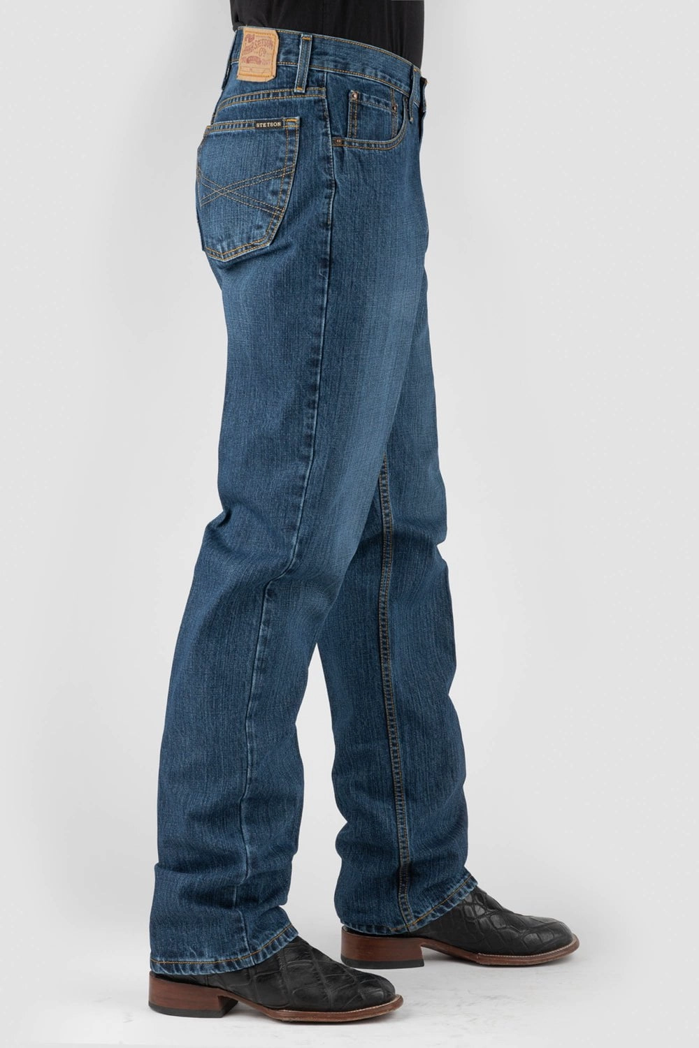 Eco Friendly Production Stetson Mens Classic Wash 100% Cotton X Embroidered Jeans