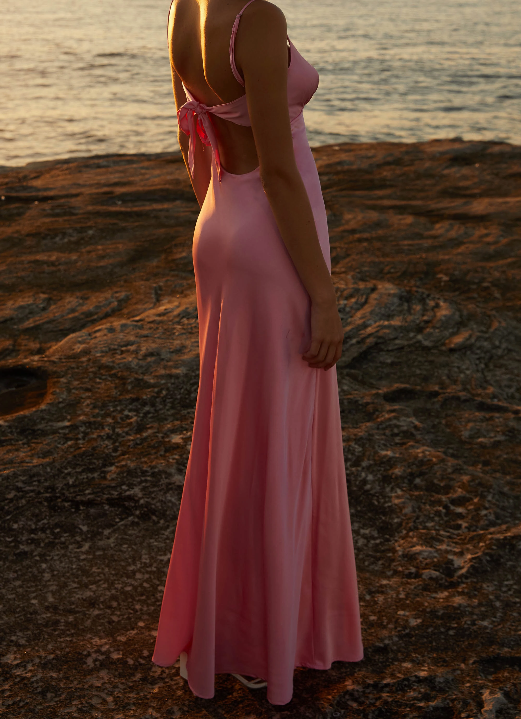 Flora Satin Maxi Dress - Candy Easy Comfort Look Sporty Look