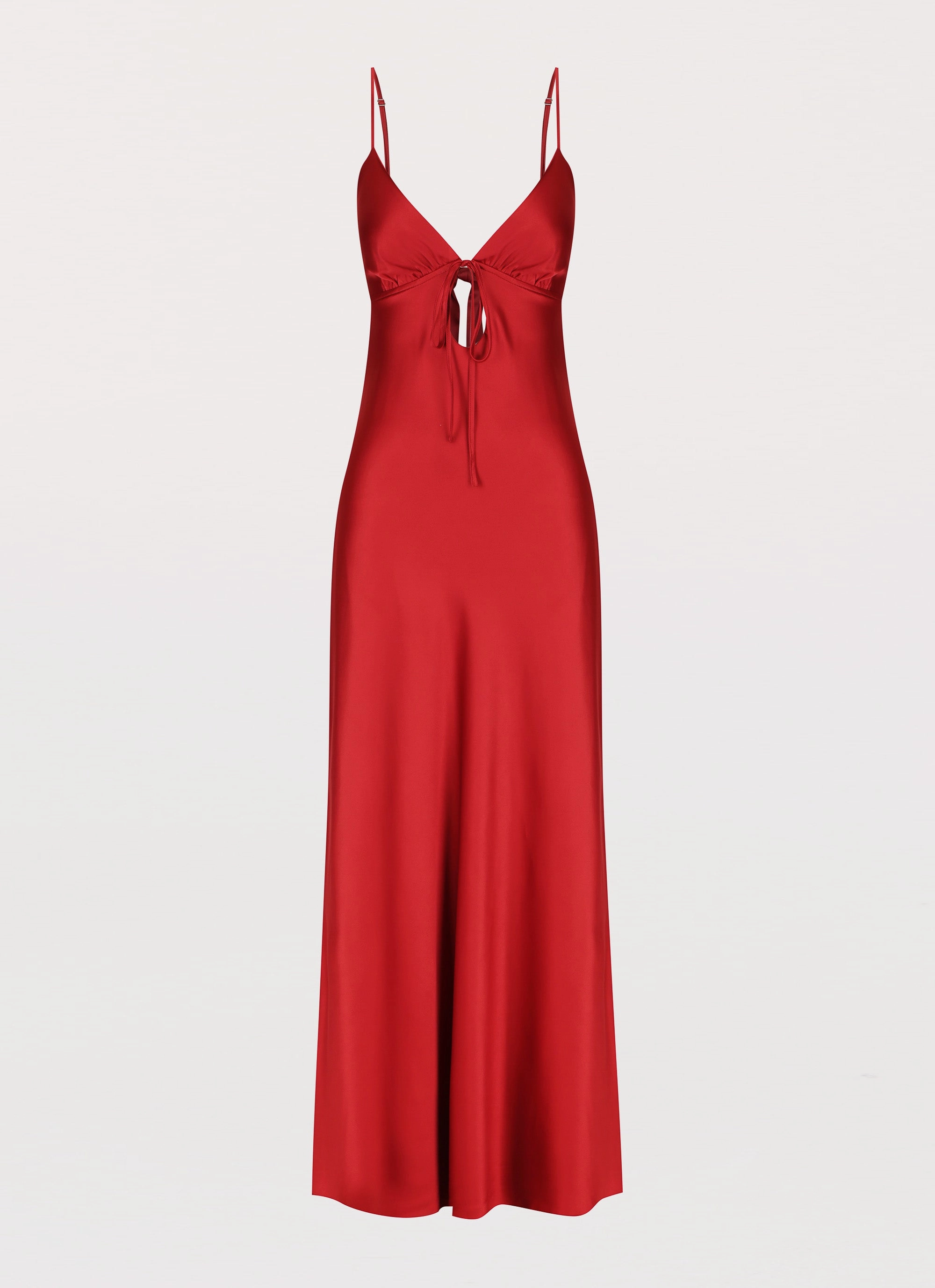 Flora Satin Maxi Dress - Cherry Wrap Charm