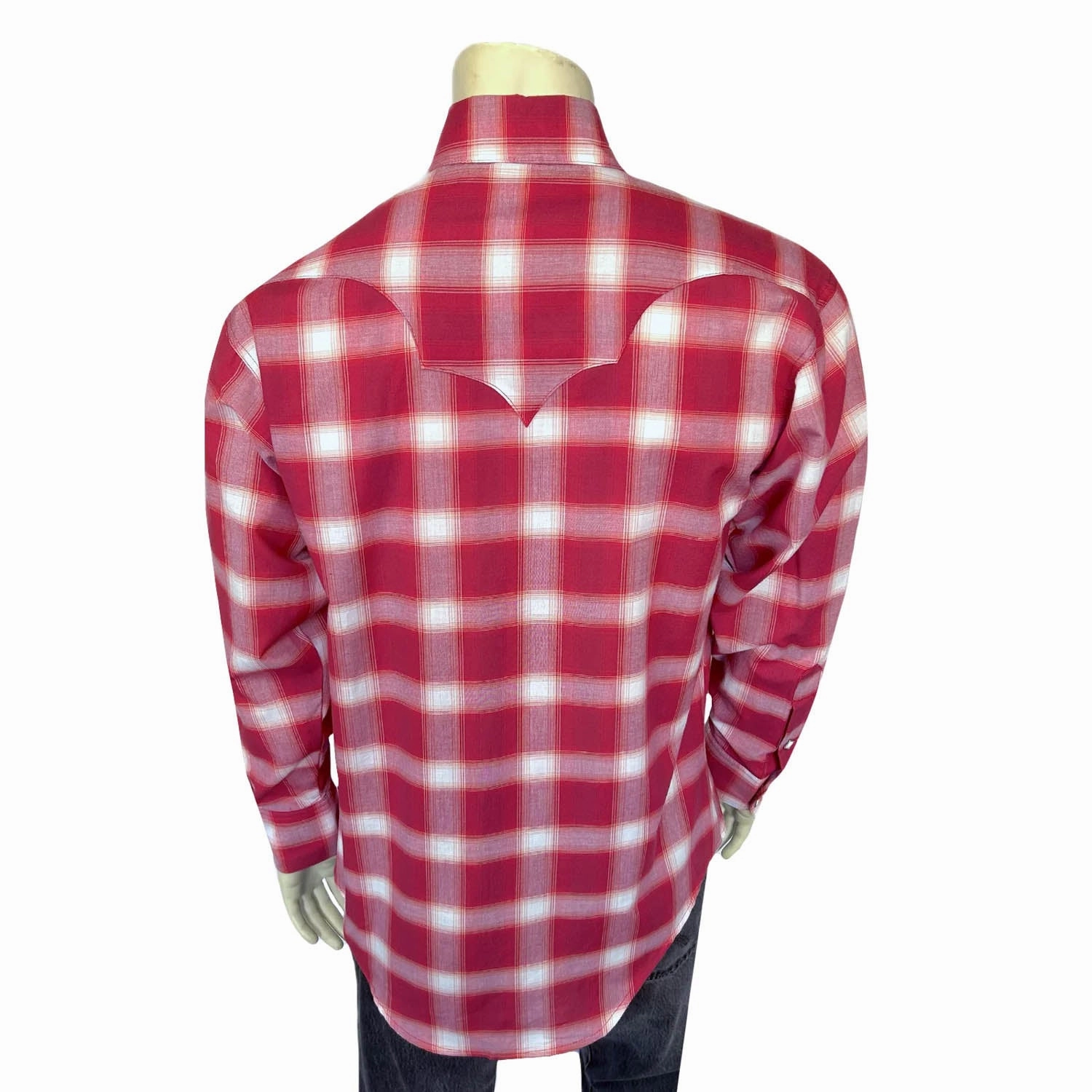 Dinner Date Rockmount Mens Shadow Plaid Western Red/White 100% Cotton L/S Shirt