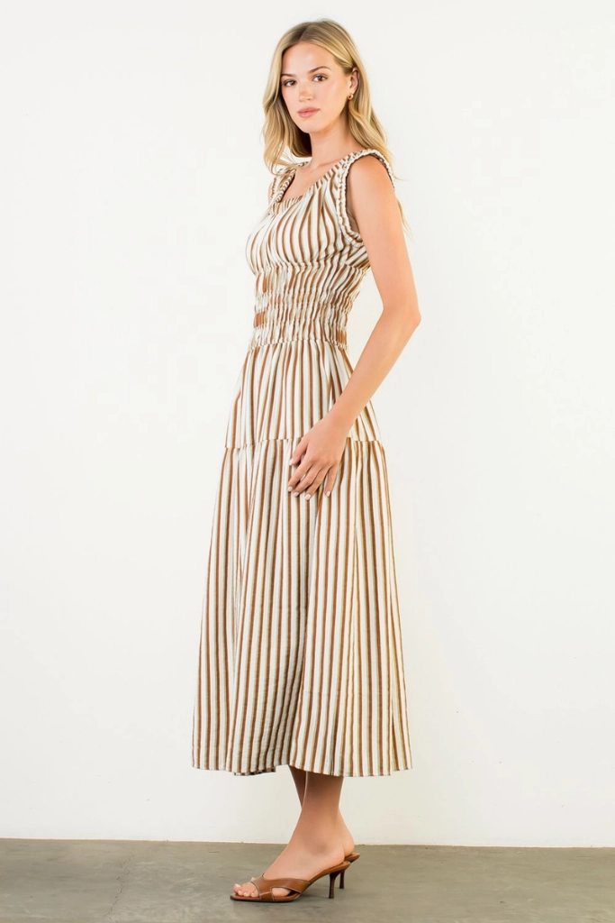 Florence Stripe Sleeveless Midi Dress Trendy Piece