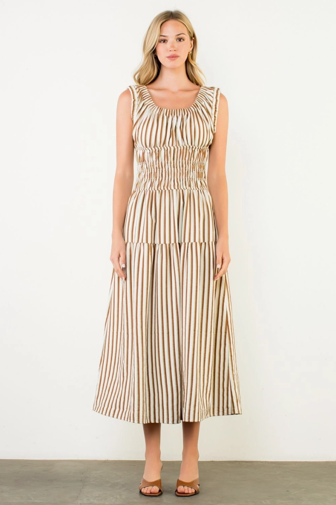 Dreamy Layers Florence Stripe Sleeveless Midi Dress