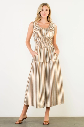 Polished Finish Florence Stripe Sleeveless Midi Dress