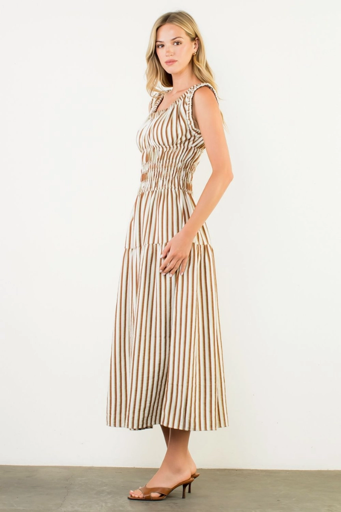 Florence Stripe Sleeveless Midi Dress Winter Proof Comfy and Cozy