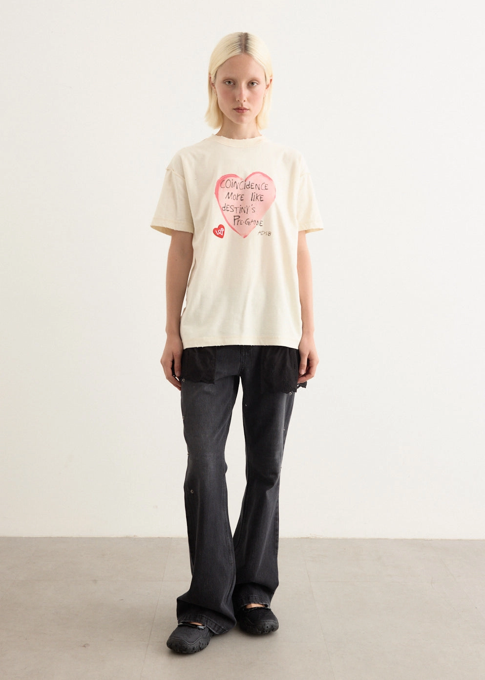 Flower Lace Attached Bootcut Jeans Flatlock stitching Modern Spring Mood