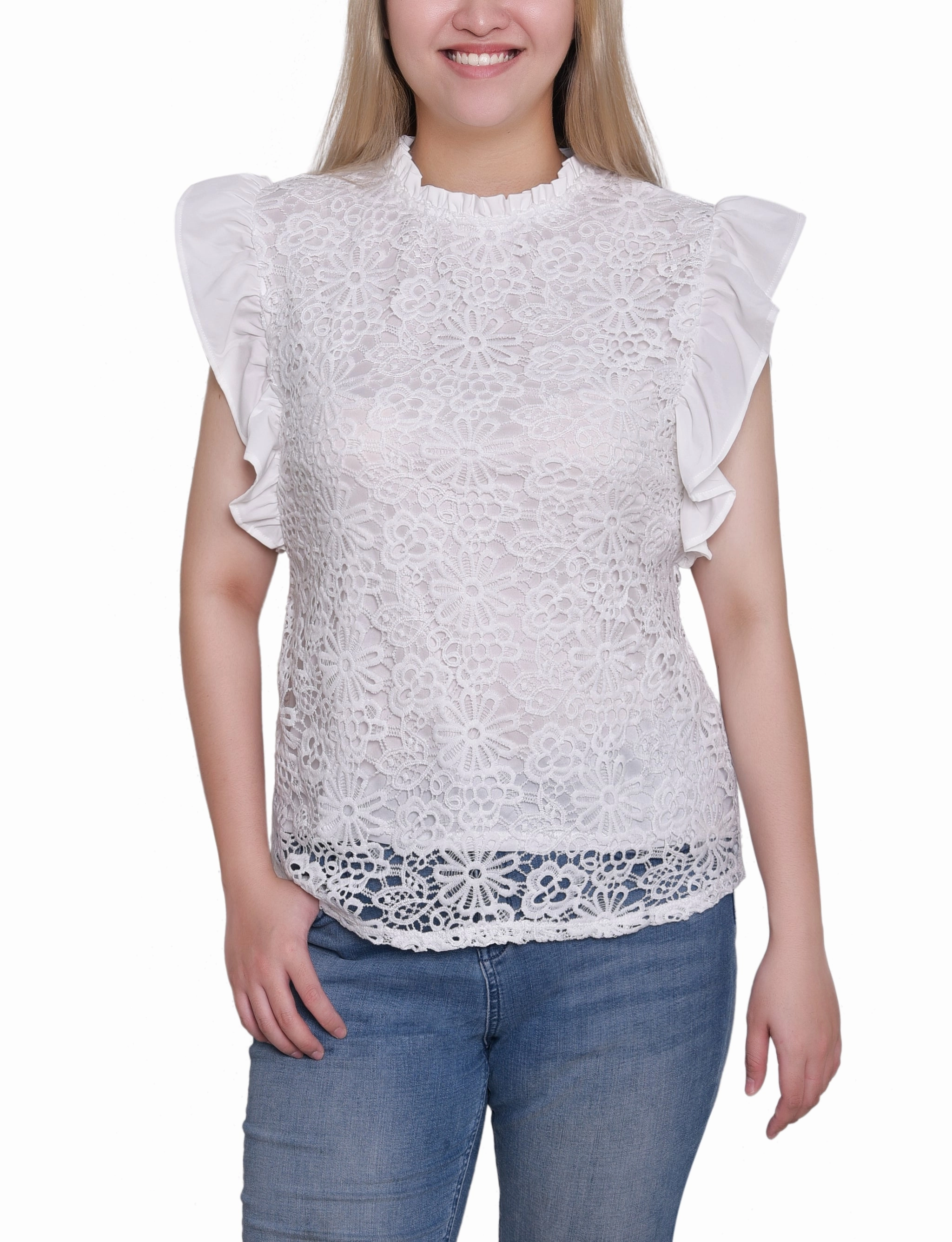 Daywear Fit Flutter Sleeve Lace Top