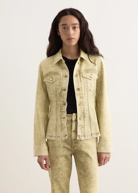 Foil Overdyed Denim Fitted Blazer Cold Climate