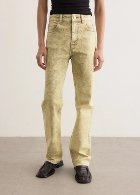 Foil Overdyed Denim Jeans Minimal Build Vibrant Trendy