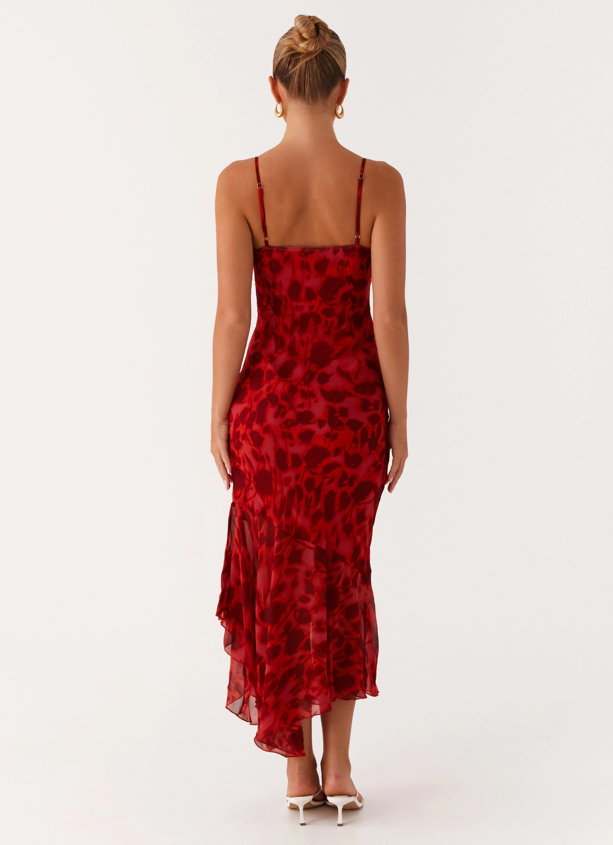 Easy Comfort Sally Midi Dress - Deep Red Floral