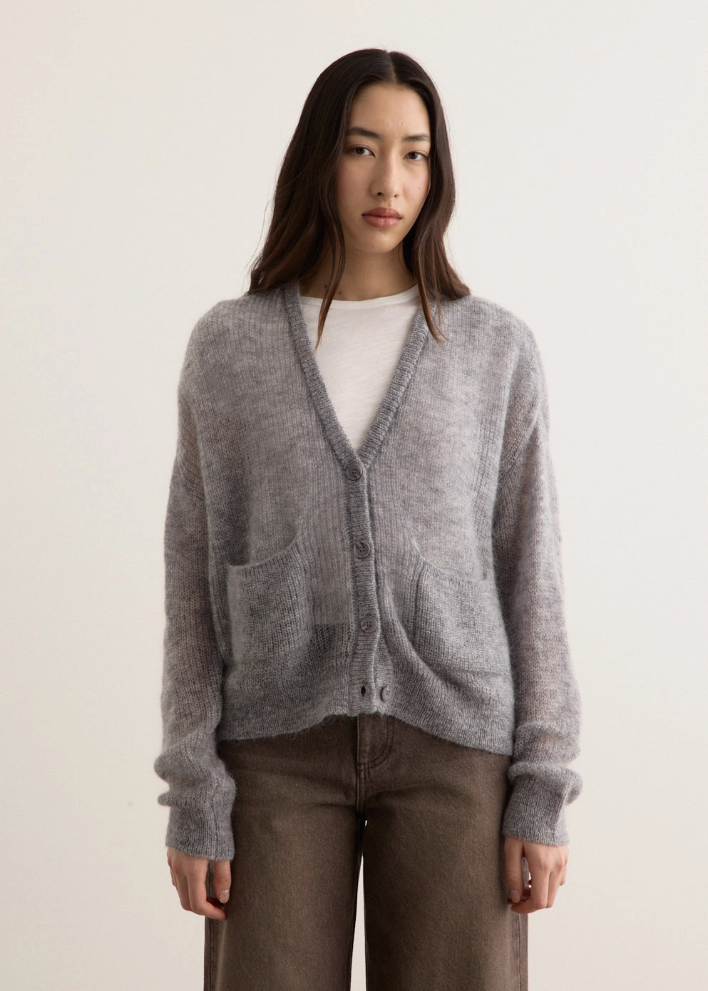 Cupola Relaxed Cardigan Layered Texture Breathable Merino Wool