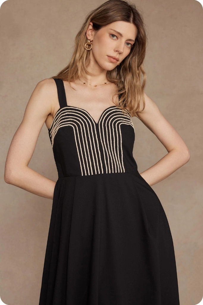 Francine Contrast Stitch Midi Dress Calm Flow