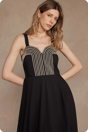 Francine Contrast Stitch Midi Dress Calm Flow