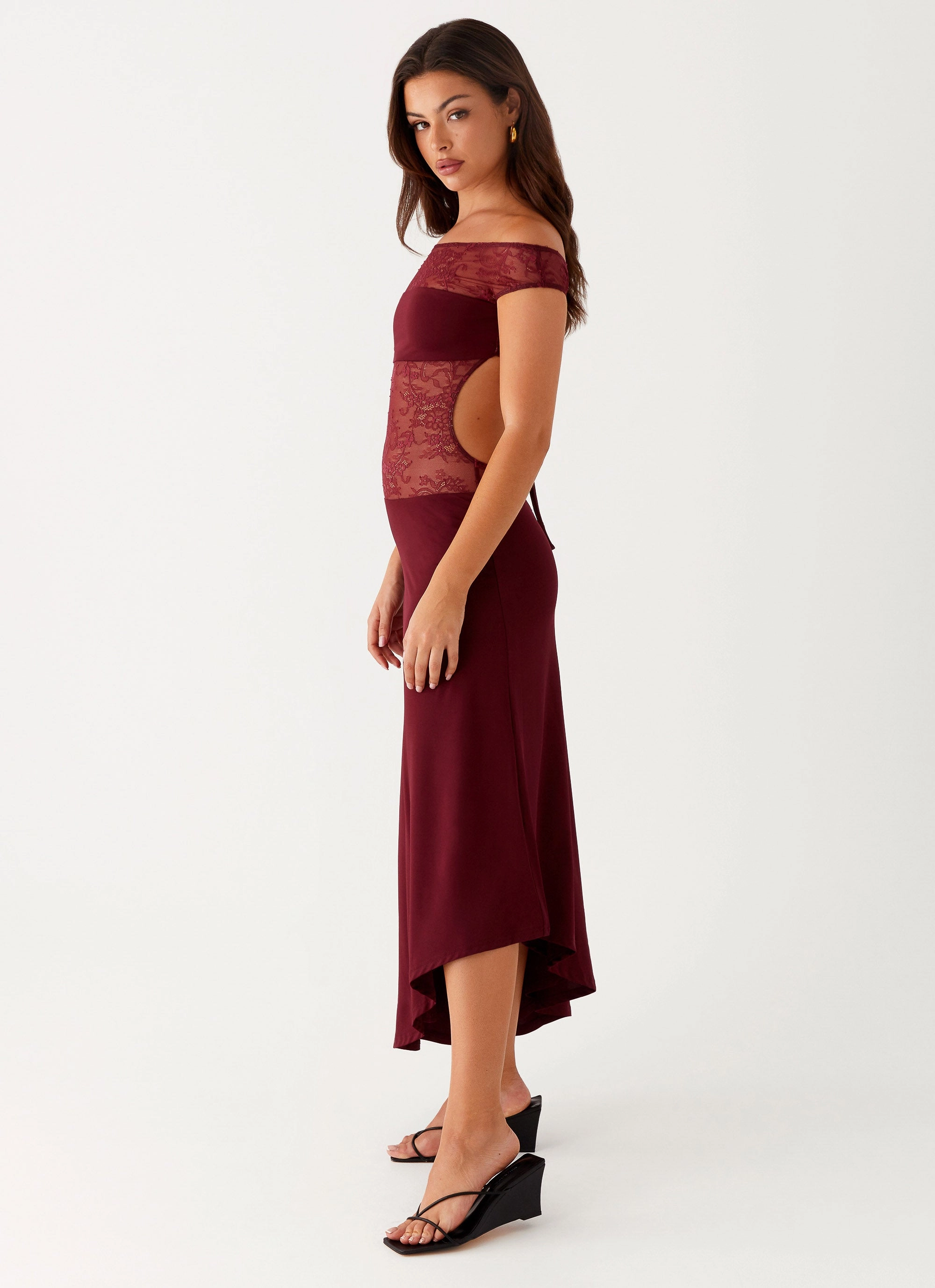 Lounge Comfort Francoise Lace Midi Dress - Burgundy