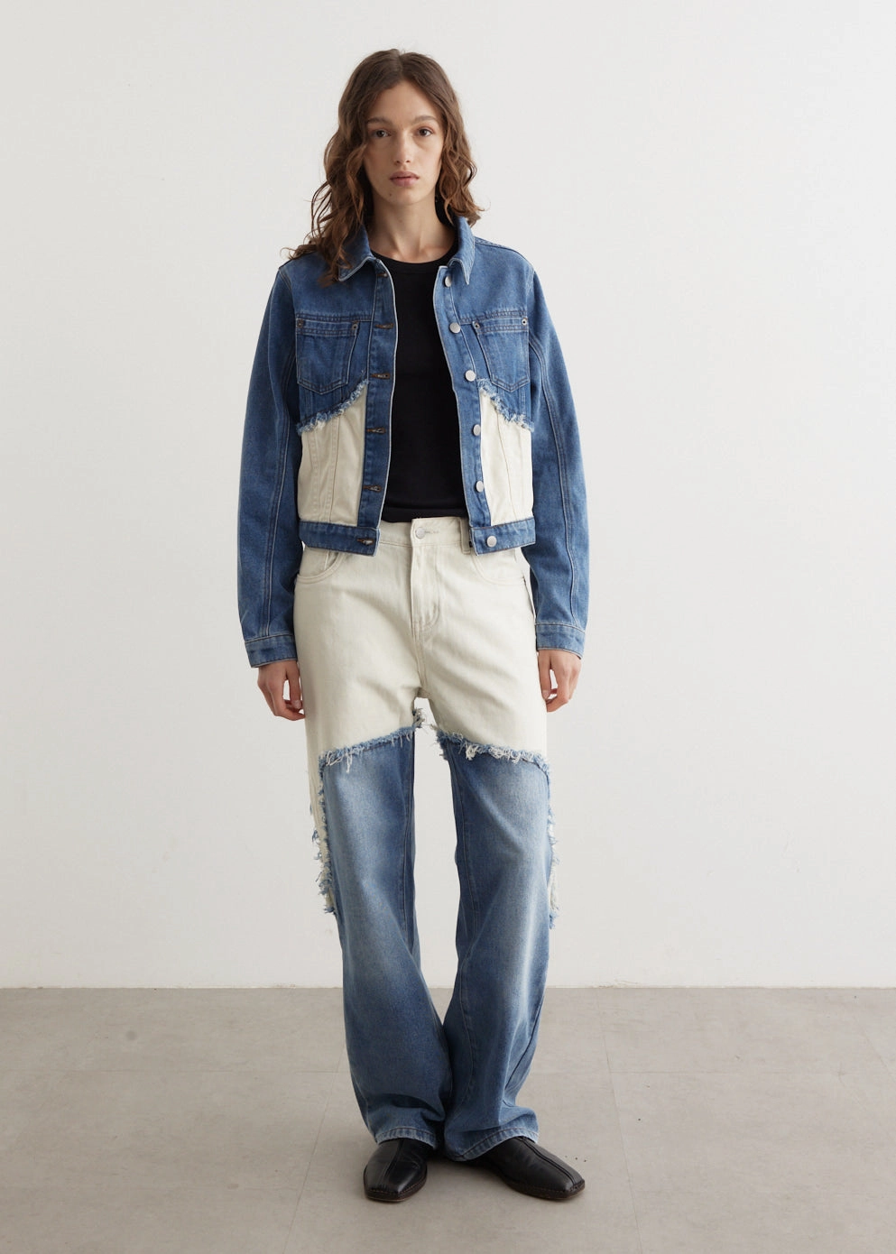 Fray Denim Jacket Removable Hood