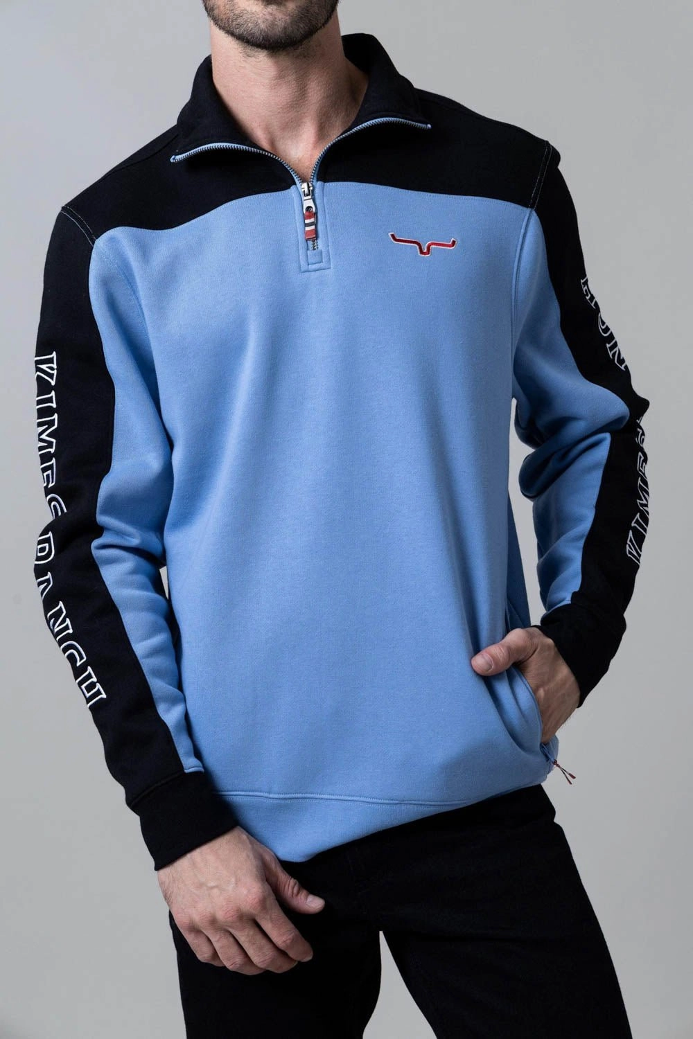 Zip Front Casual Sophistication Kimes Ranch Mens Competitor Light Blue Poly/Cotton 1/4 Zip Sweater