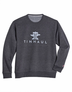 Tin Haul Mens Ultra Soft Fleece Heather Charcoal Poly/Cotton Sweatshirt Petite Option Ventilated Back