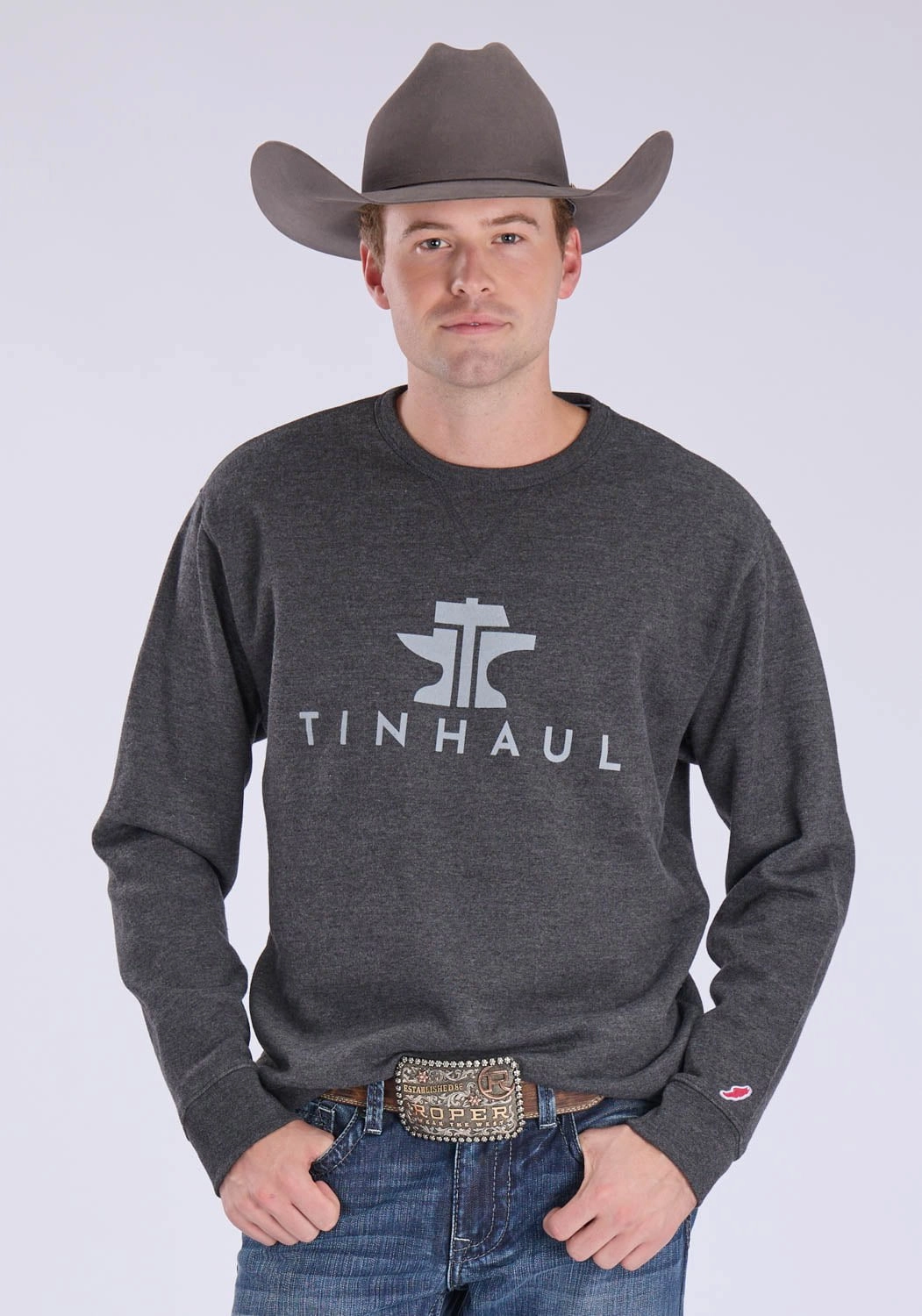 Tin Haul Mens Ultra Soft Fleece Heather Charcoal Poly/Cotton Sweatshirt Eco-friendly