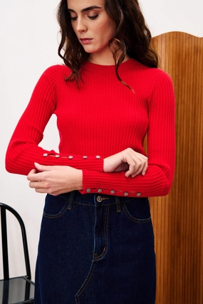 Eco Conscious Packaging Cold Weather Wear FRNCH Amaryllis Top - Red