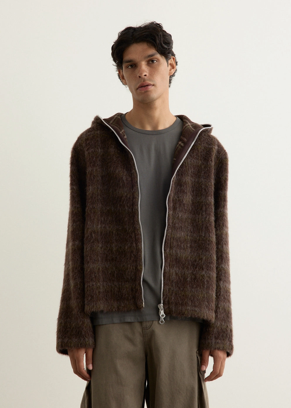 Full Zip Hoodie Subtle Detail Soft Drape