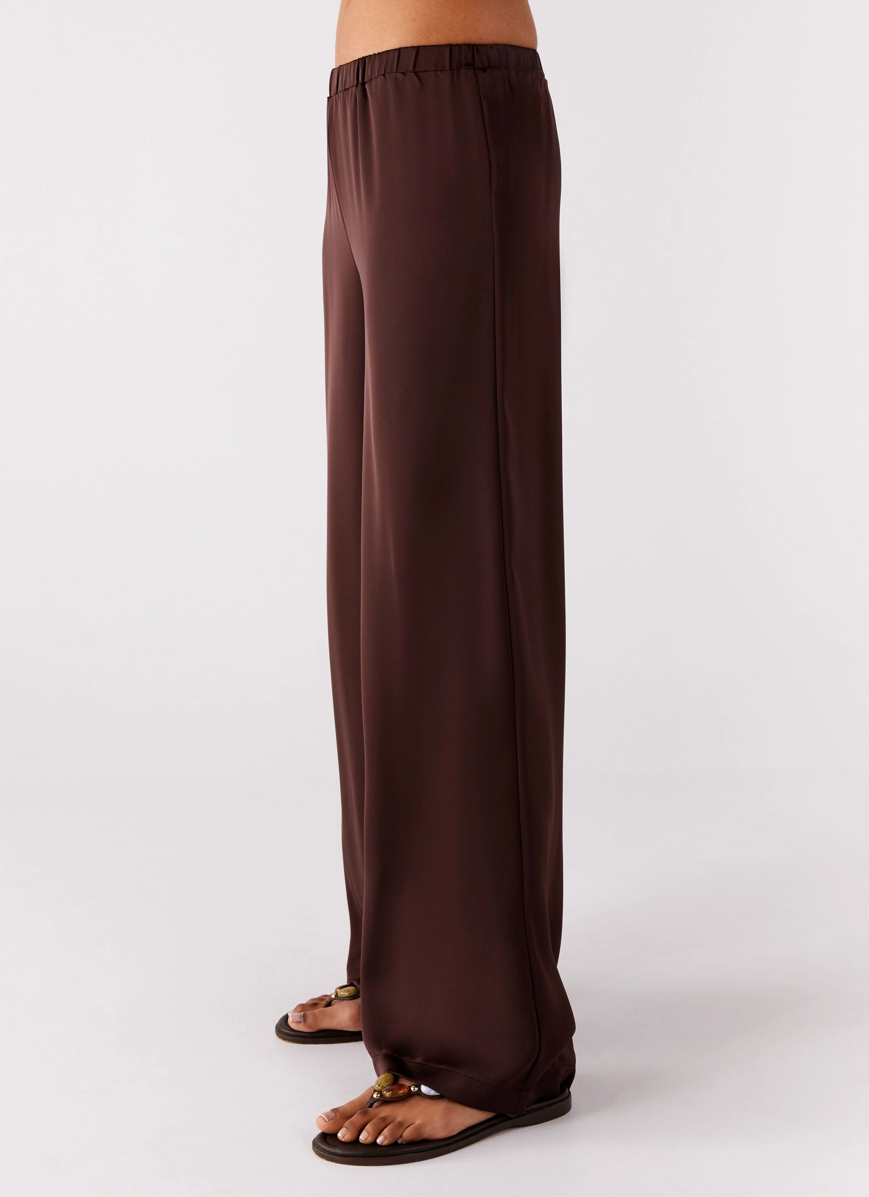 Palm Cove Satin Pants - Chocolate Fit Design Sport Ready Fit Chilly Weather Fit