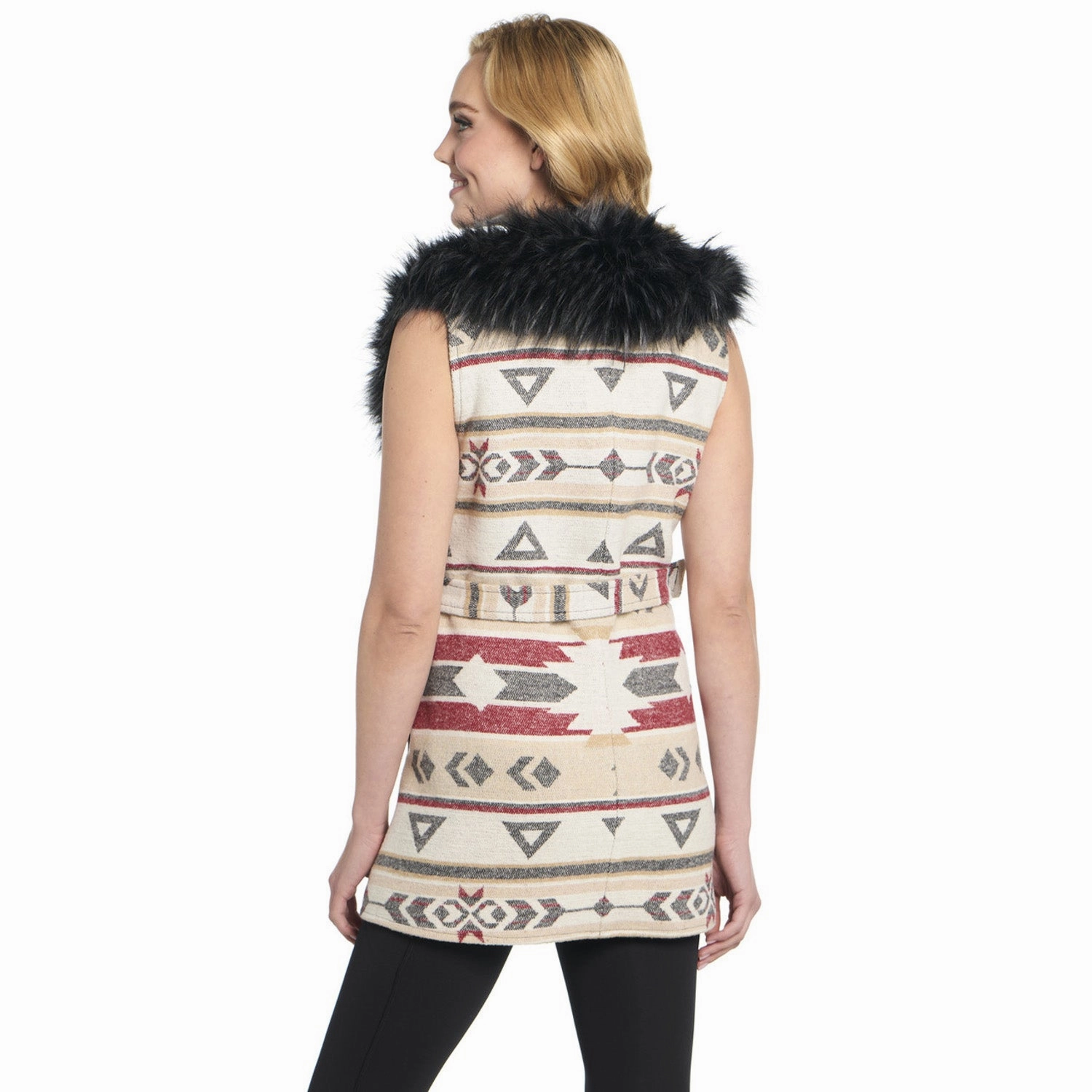 Cripple Creek Womens Navajo Blanket Desert Lights 100% Polyester Faux Fur Vest Fashion Statement