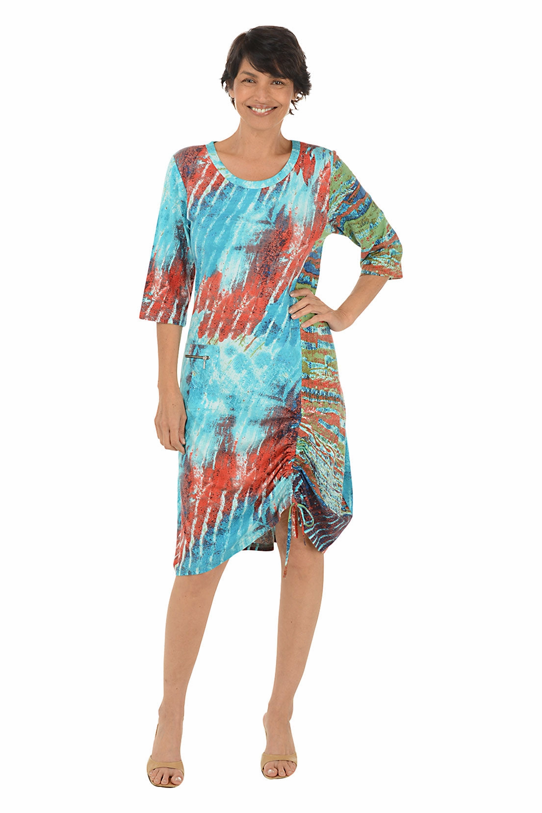 Quiet Sweet Boat-Neck Paige Ruched Hem Dress