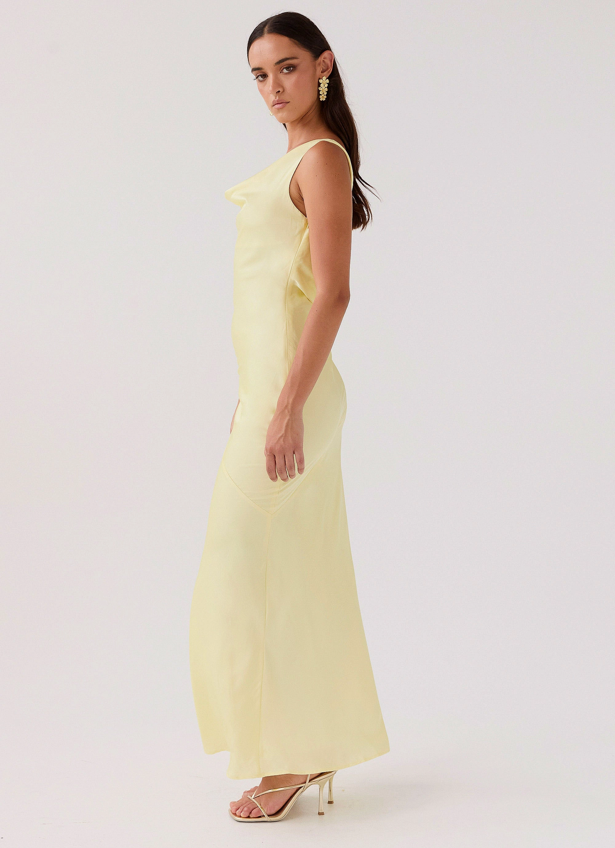 Be Mine Satin Maxi Dress - Canary Chic formal attire Light material