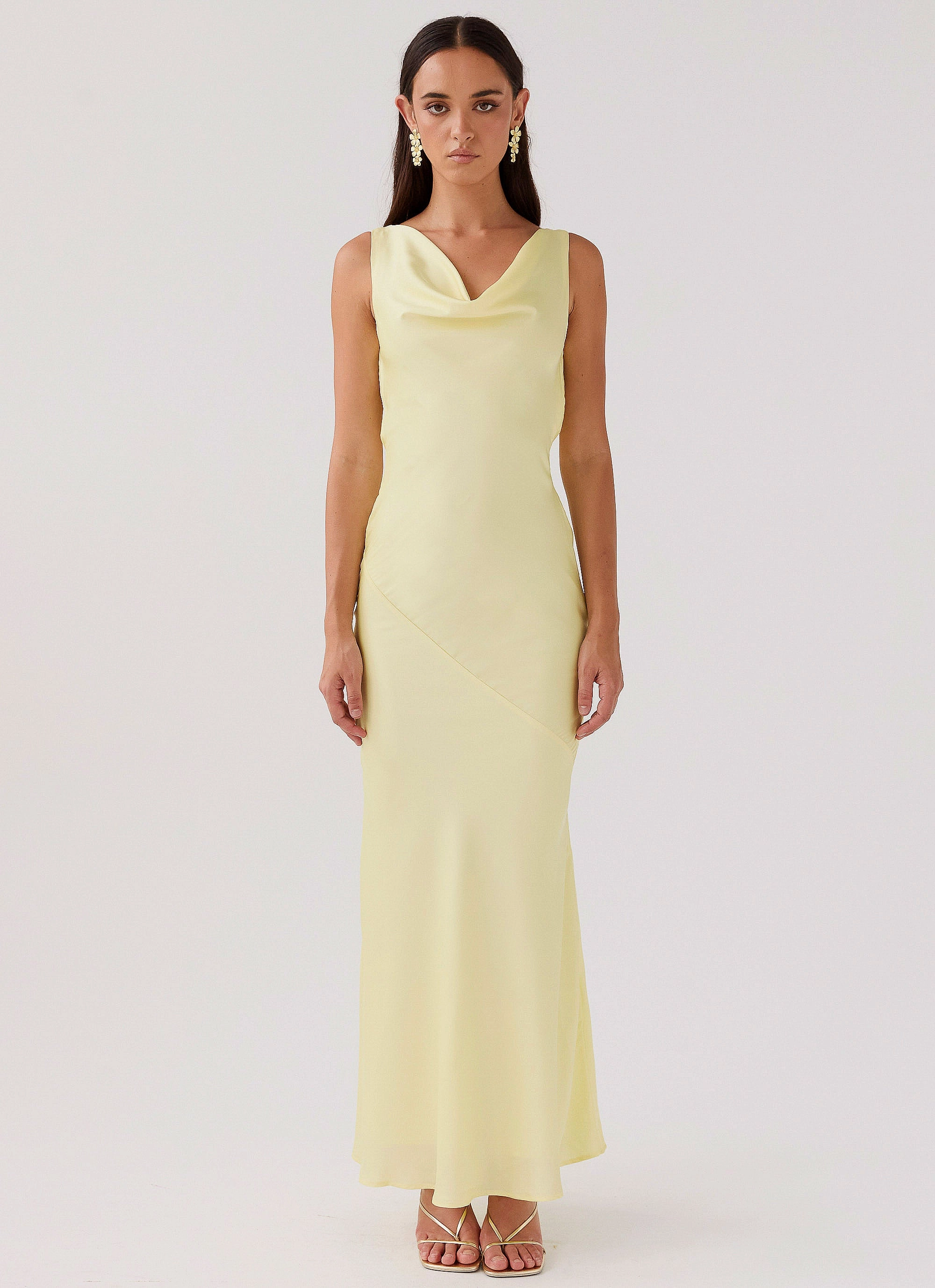 Sophisticated Vibe Be Mine Satin Maxi Dress - Canary