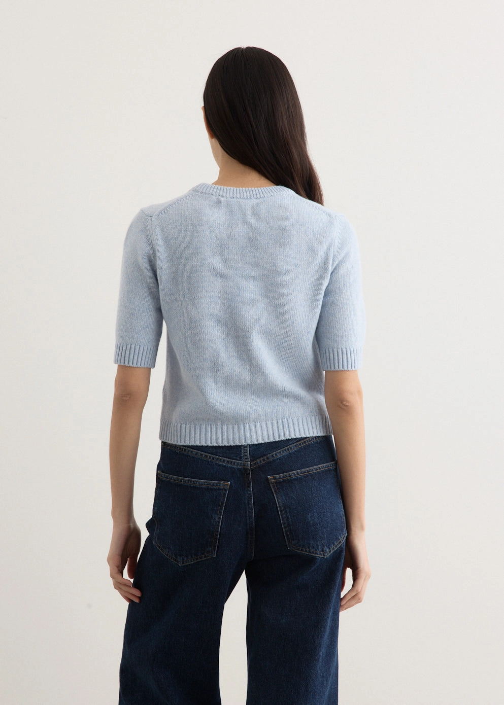 Future Wool Mix Short Sleeve Cardigan Crew Neckline