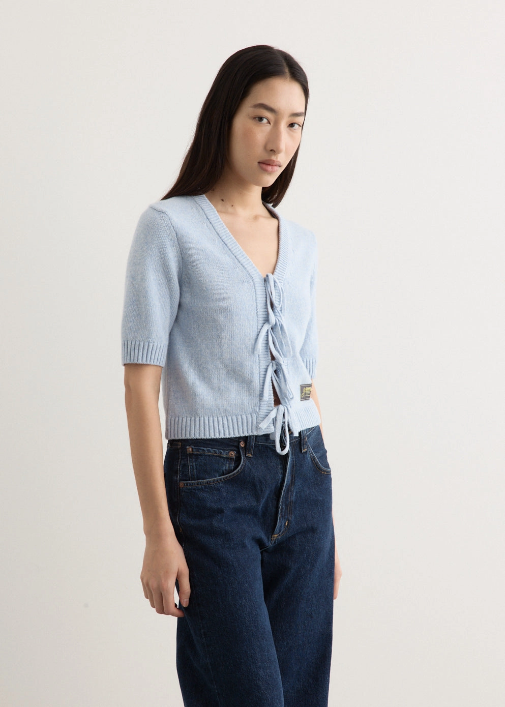 Turtleneck Variation Future Wool Mix Short Sleeve Cardigan