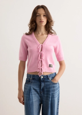 Travel Layer Non Chafing Seams Future Wool Mix Short Sleeve Cardigan