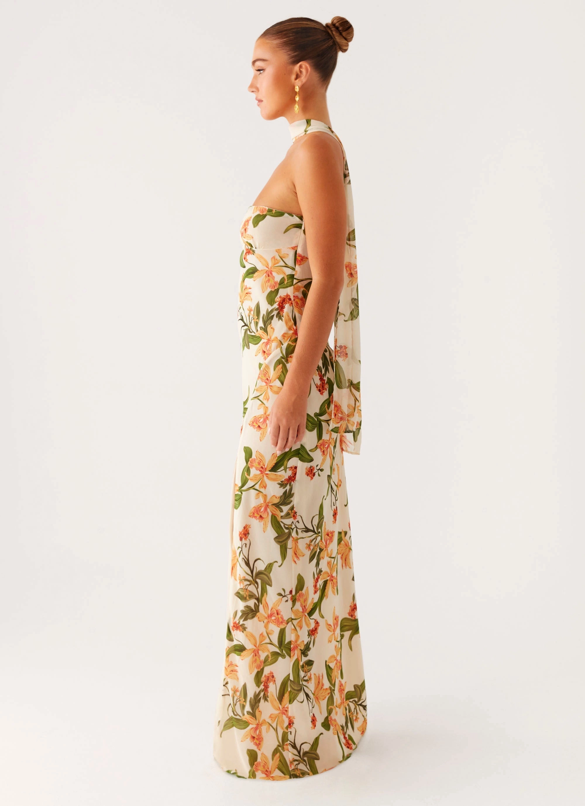 Gali Strapless Maxi Dress - Floral Print Minimalist Style