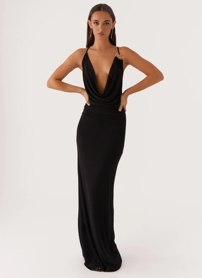 Game Player Maxi Dress - Black Runway-Ready