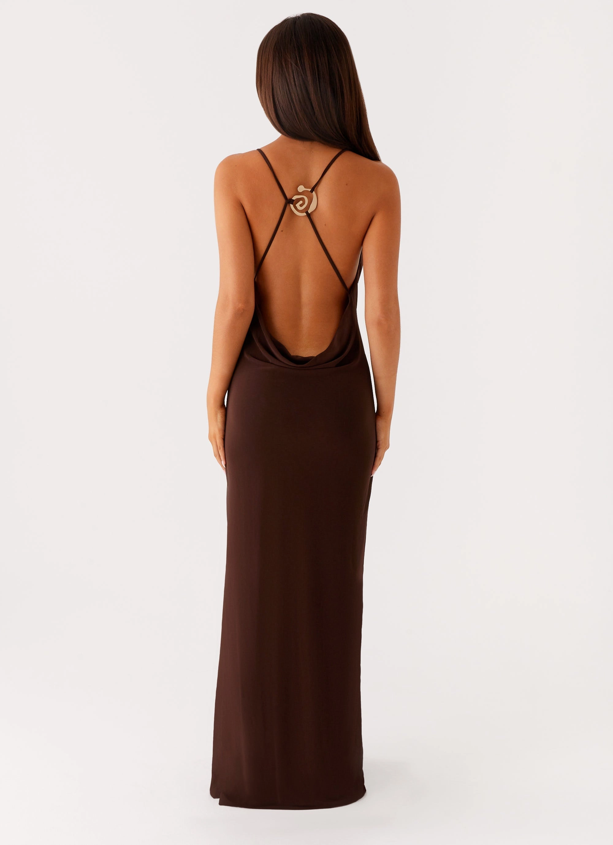 Smooth Edge Stretch Fabric Game Player Maxi Dress - Chocolate