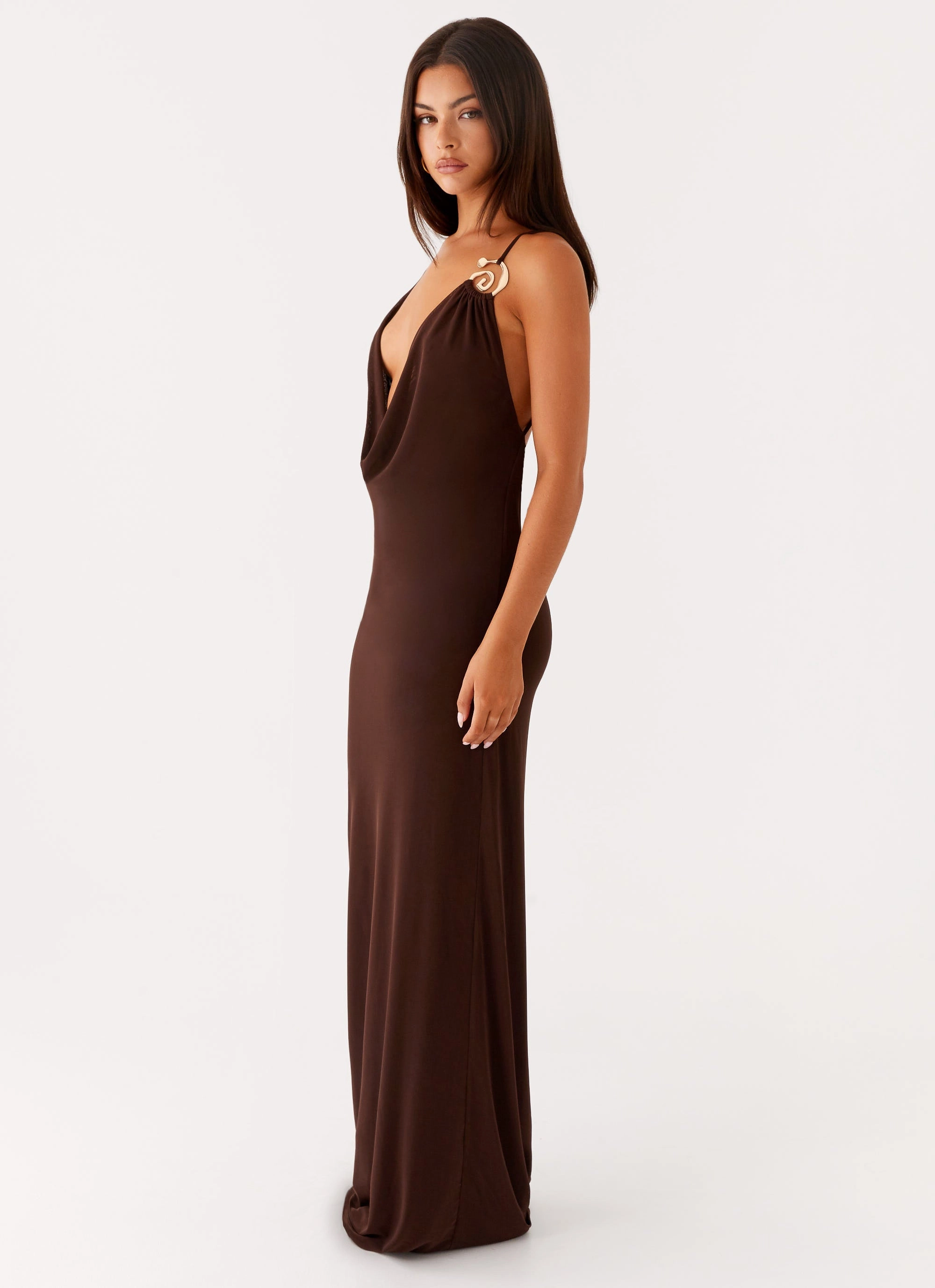 Game Player Maxi Dress - Chocolate Peace Glow Lounge Mood
