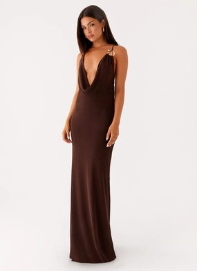 Lace Detail hypoallergenic Game Player Maxi Dress - Chocolate