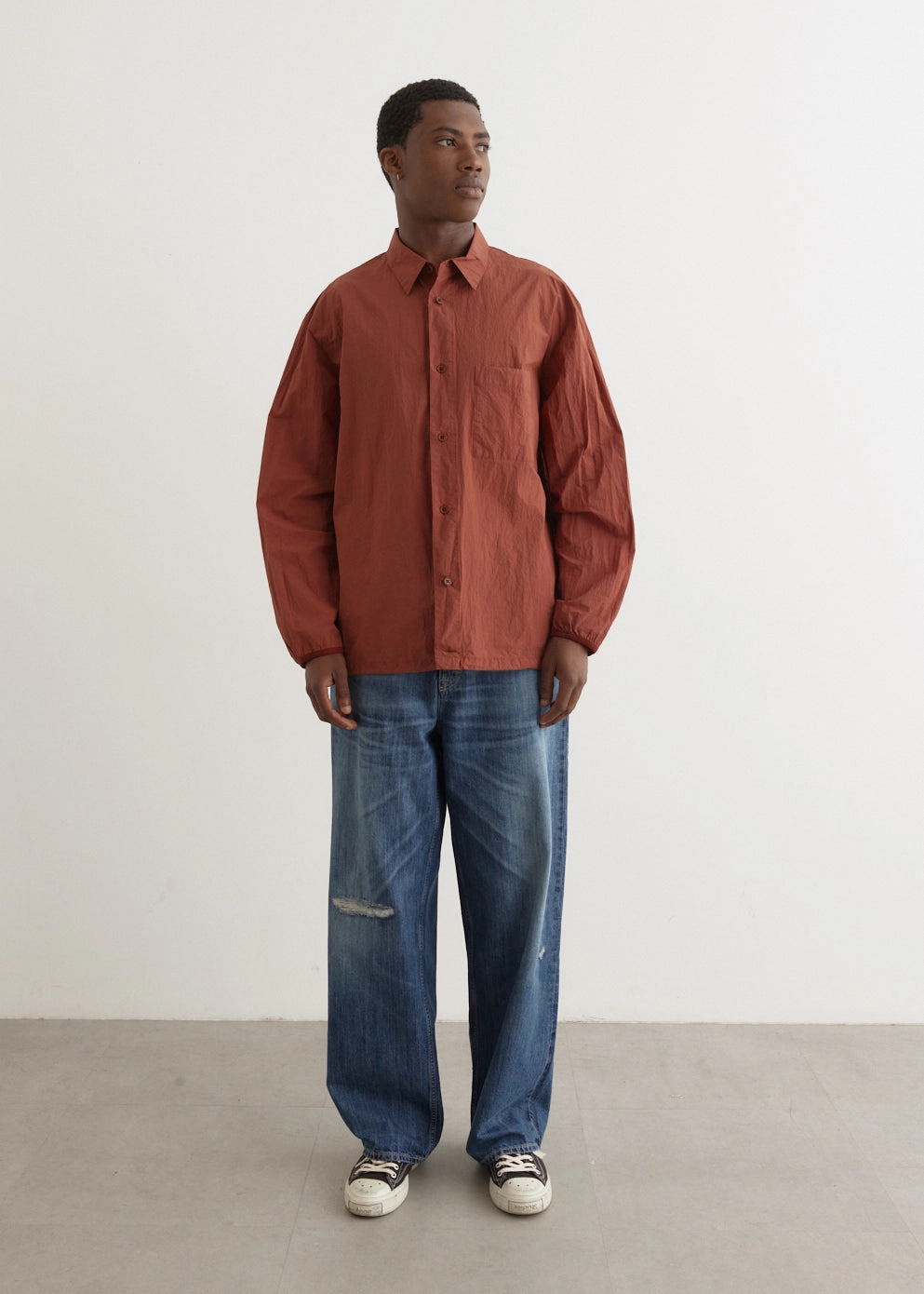 Garment-Dye Shirt Blouson Adjustable hood design Reinforced Elbow Patches