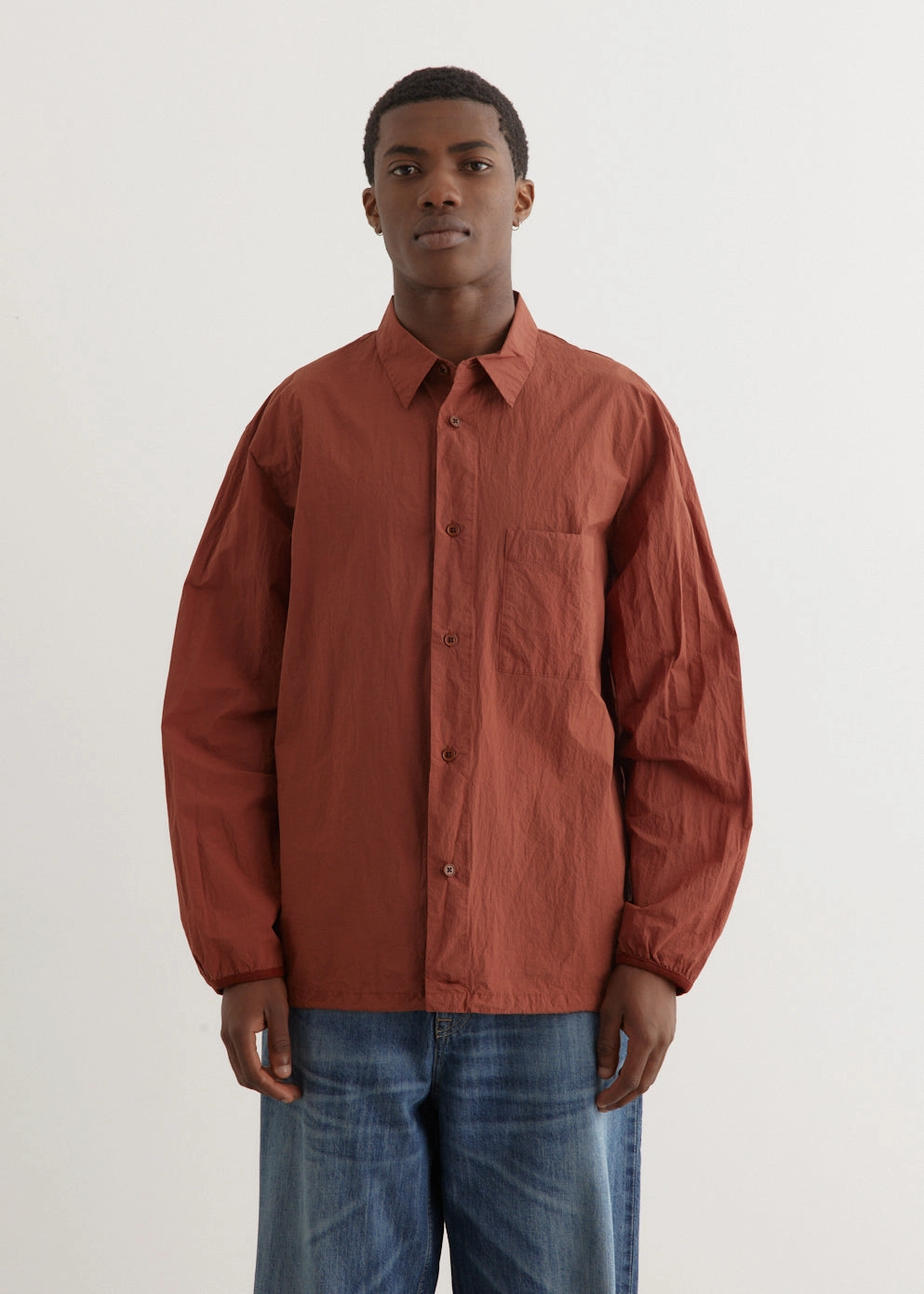 Double Layered Hood Pocket Details Garment-Dye Shirt Blouson