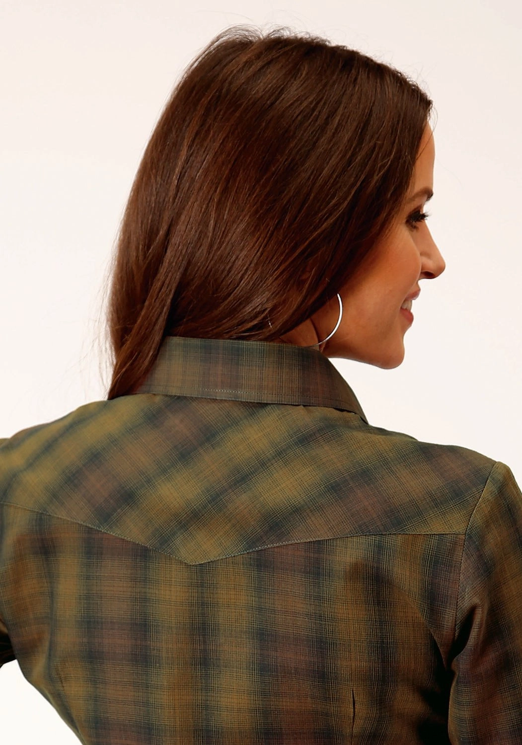 Roper Womens 55/45 Plaid Black/Gold Cotton Blend L/S Shirt Pure Cotton