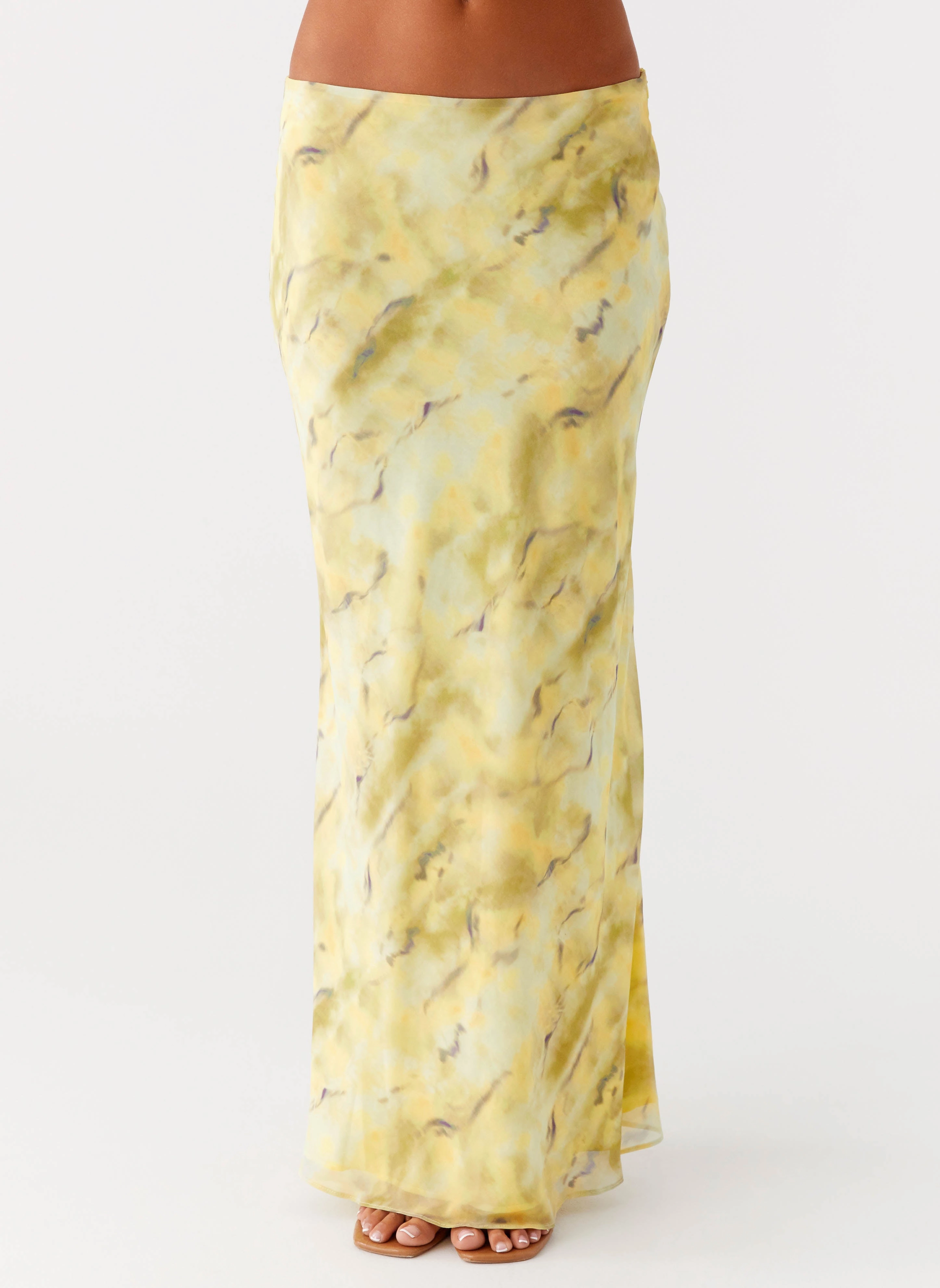 Kylo Low Rise Maxi Skirt - Yellow Tie Dye Elastic hemline Minimalist Style