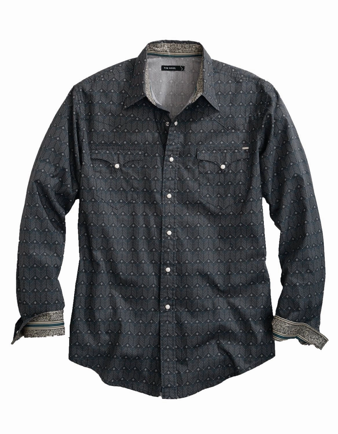 High-Quality Fabric All day wearability Tin Haul Mens Grey 100% Cotton Arrows Points L/S Shirt
