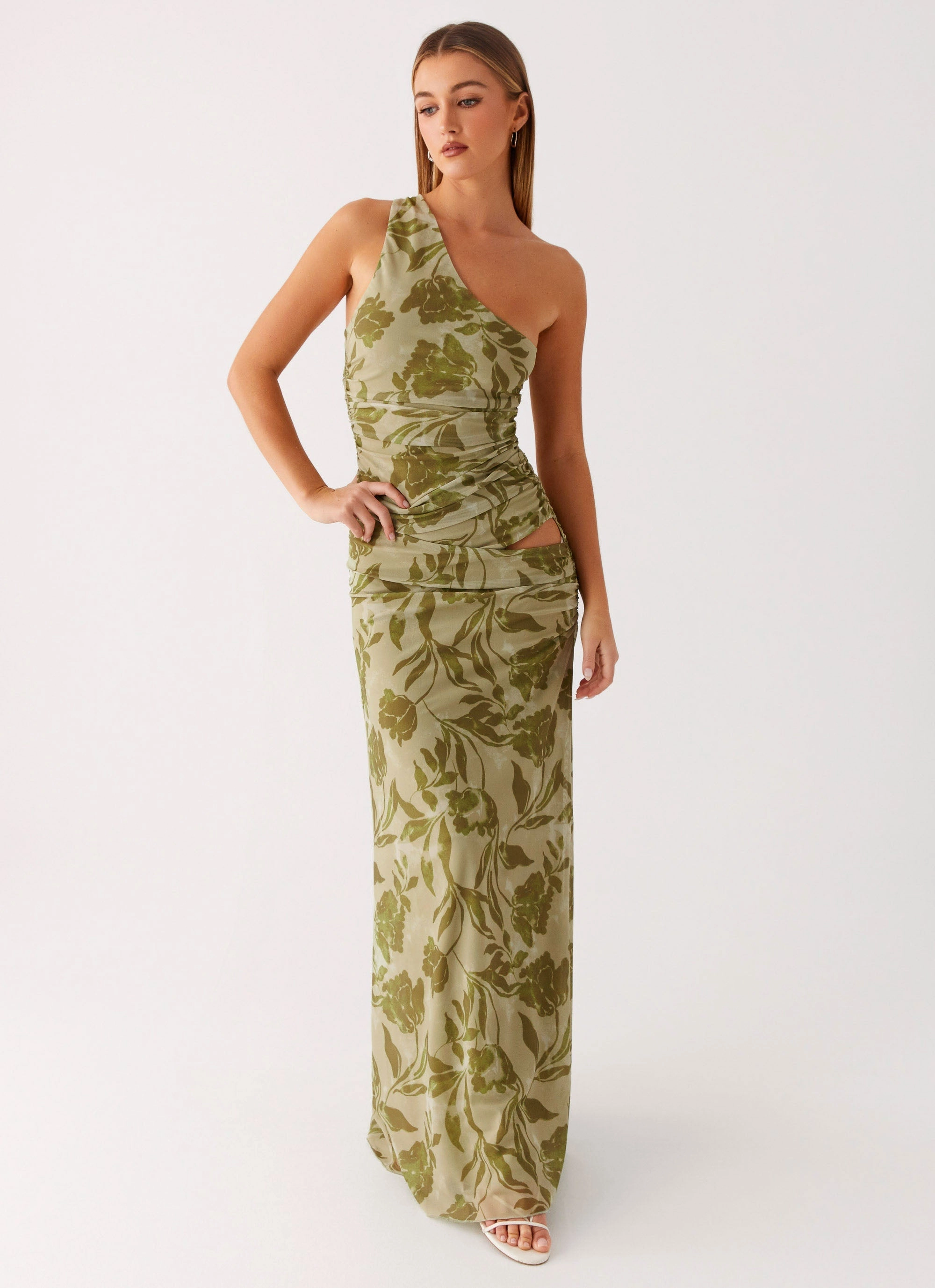 Georgiana Maxi Dress - Jade Fern Edge Shape Statement Mood