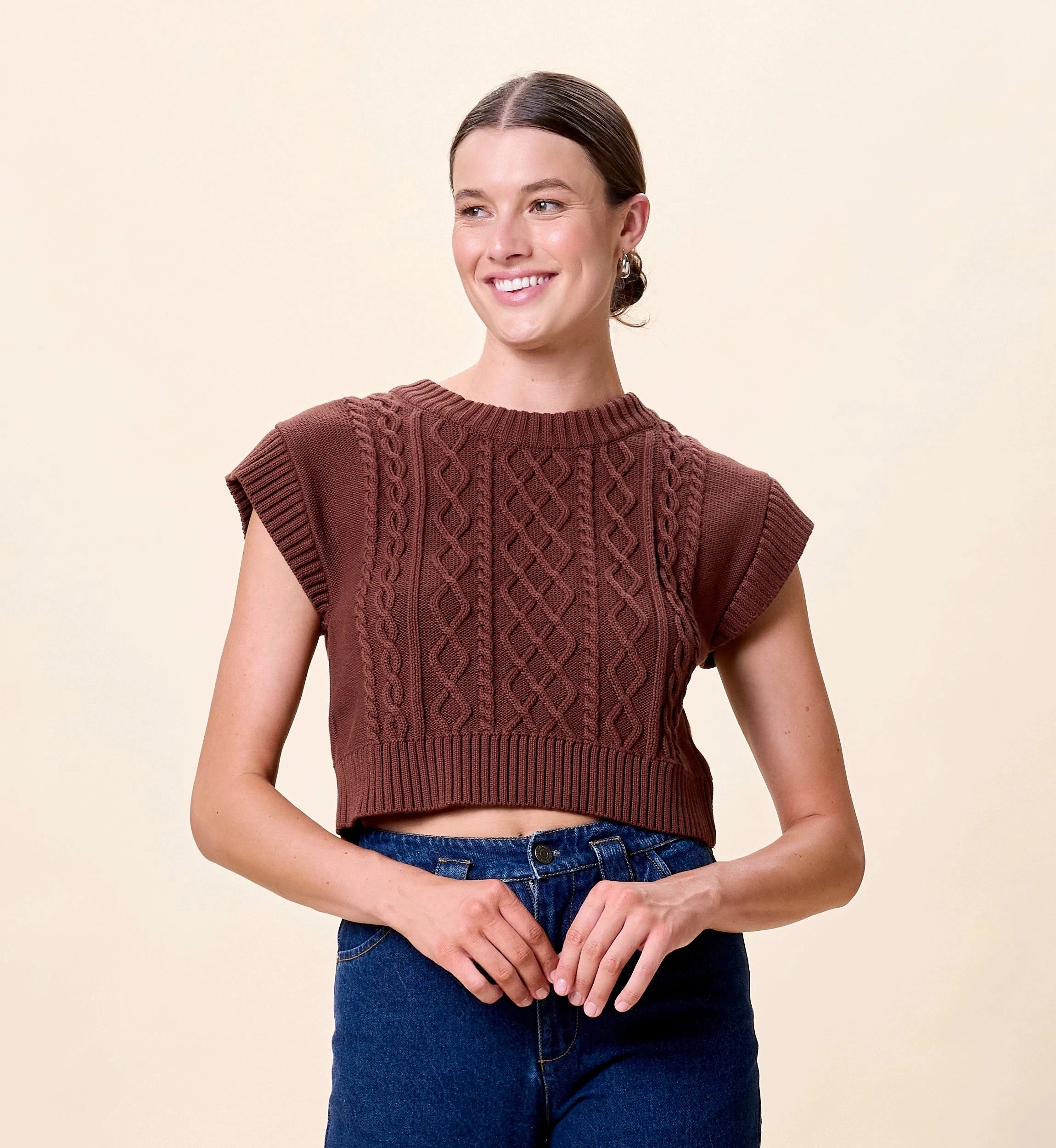 Ergonomic Sleeve Design Stylish Knit Gigi Sweater | Cocoa