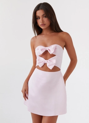 Girl Crush Bow Mini Dress - Pink Lightweight Comfort