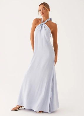 Water-Repellent-Finish Chill Lines Golden Child Linen Maxi Dress - Blue
