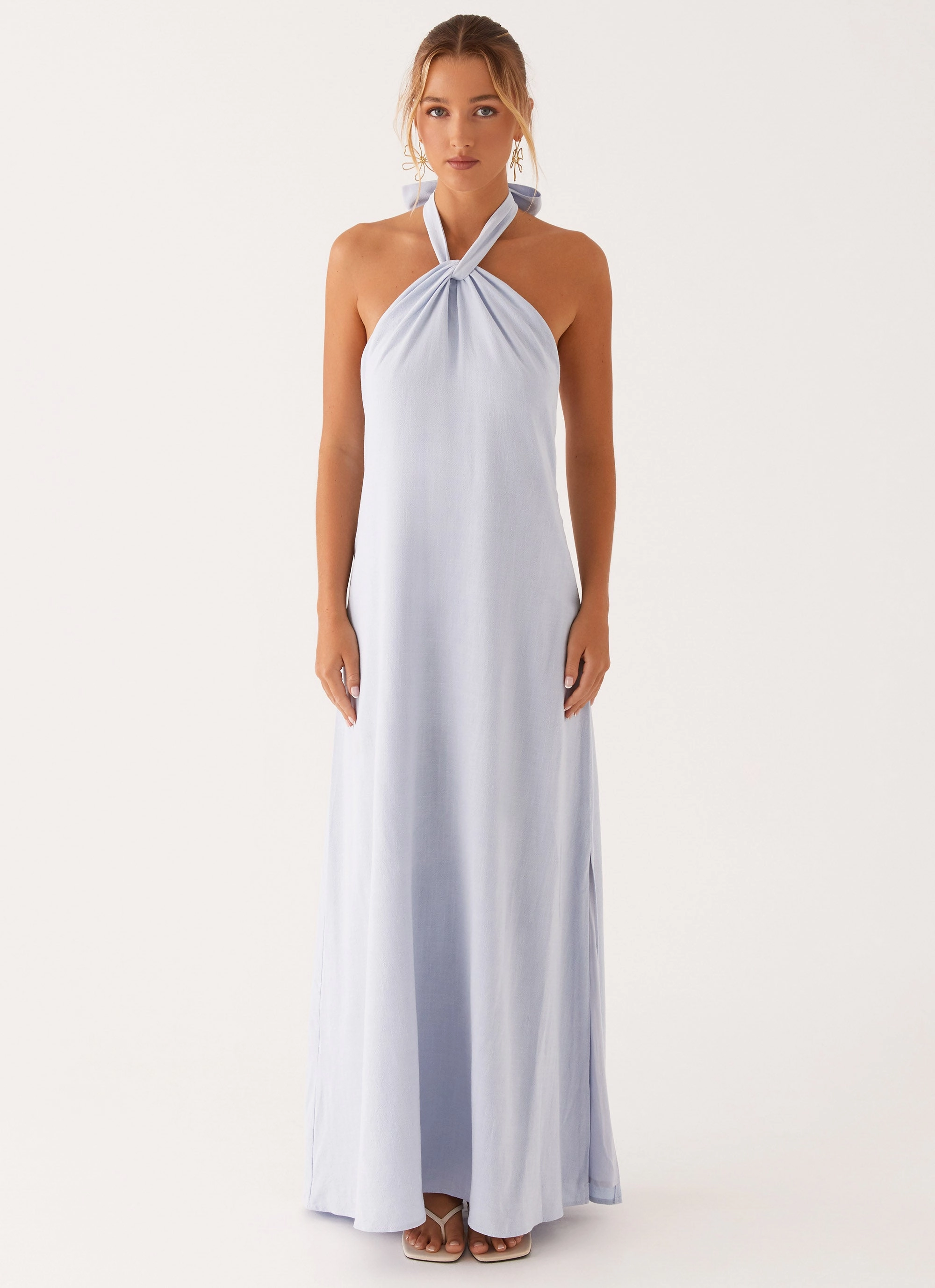 Stylish Fit Golden Child Linen Maxi Dress - Blue