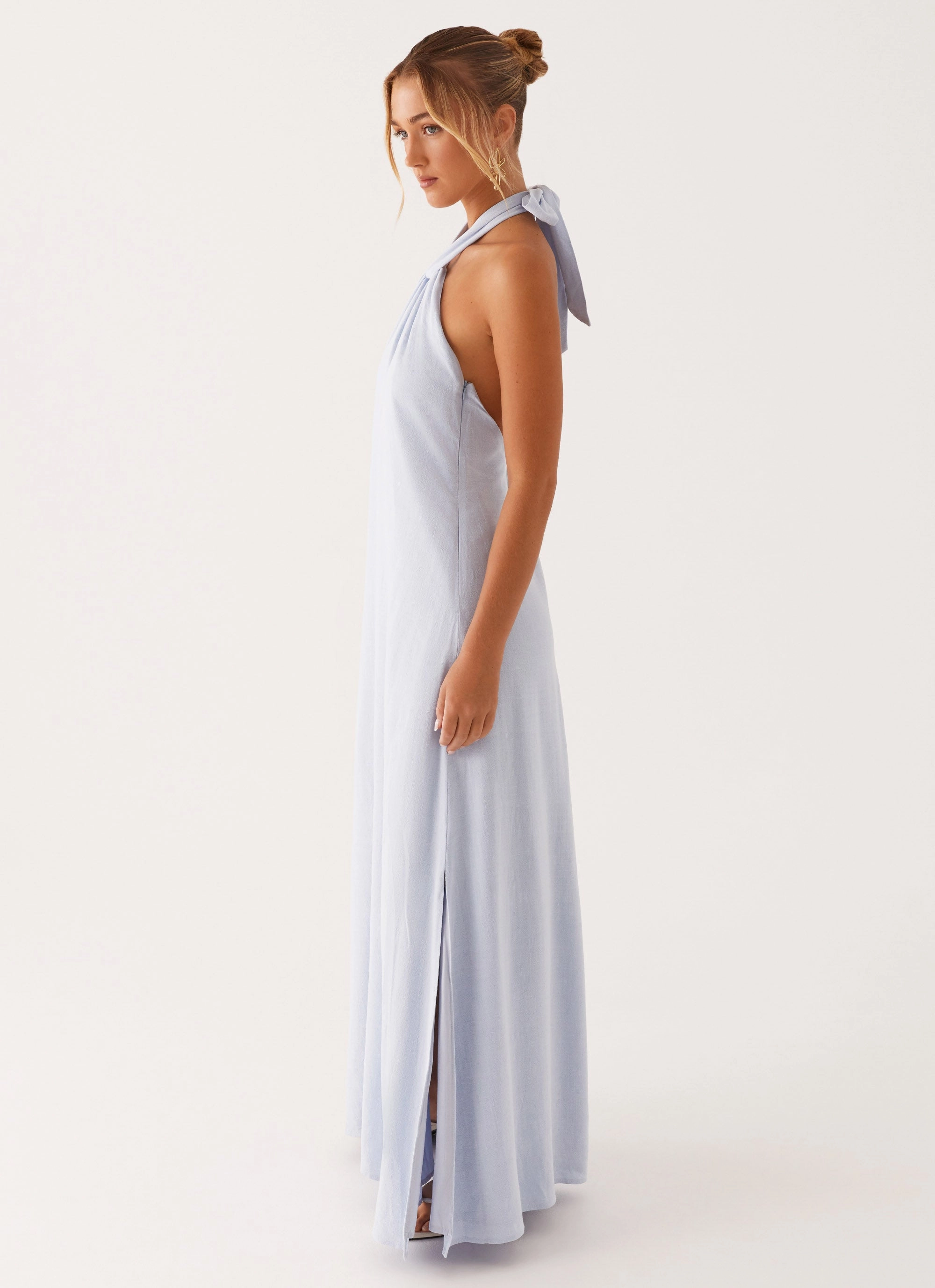 Golden Child Linen Maxi Dress - Blue Art Spirit Gradient Shade